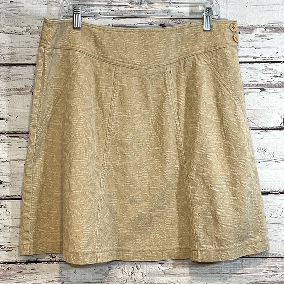 DKNY/CITY Patterned Tan Jean Skirt-12 - Picture 1 of 3